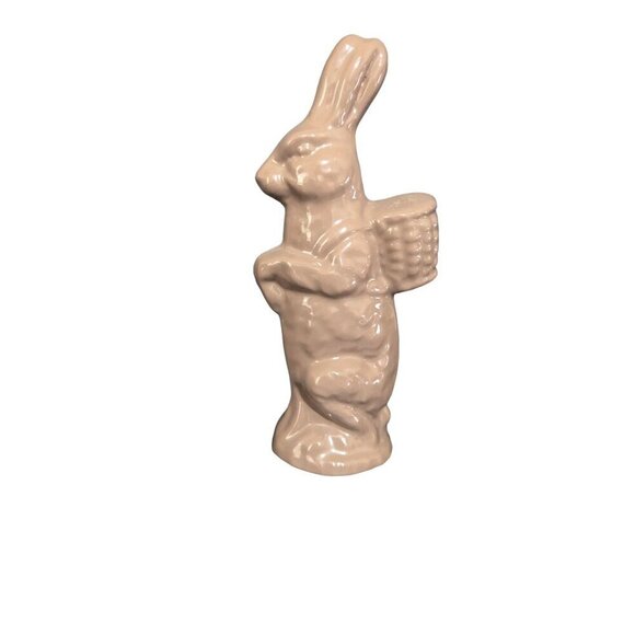 Vintage Ceramic Chocolate  brown  Bunny Rabbit Figurine With Basket  9" - Picture 6 of 8